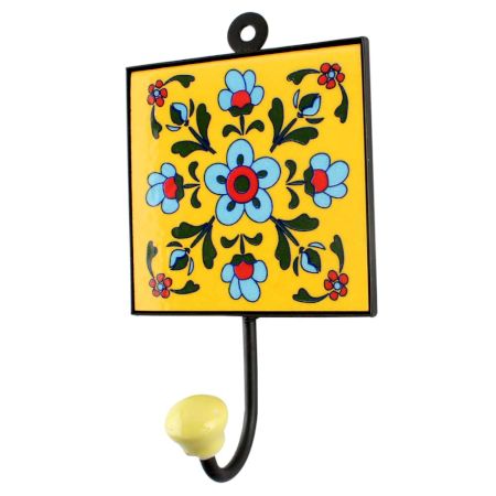 Turquoise Tiny Ceramic Tile Hook