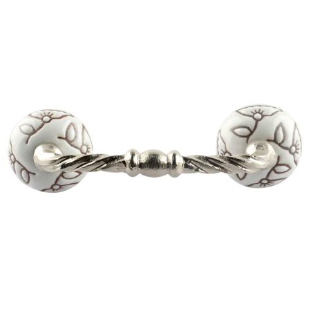 White Calla Lily Etched Ceramic Cut Bridge Handle