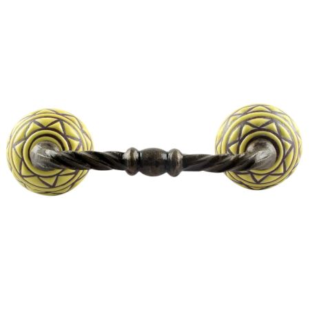 Brown Pattern Etched Ceramic Cut Bridge Handle