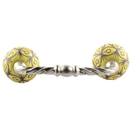 Etched Ceramic Cut Bridge Handle in Yellow