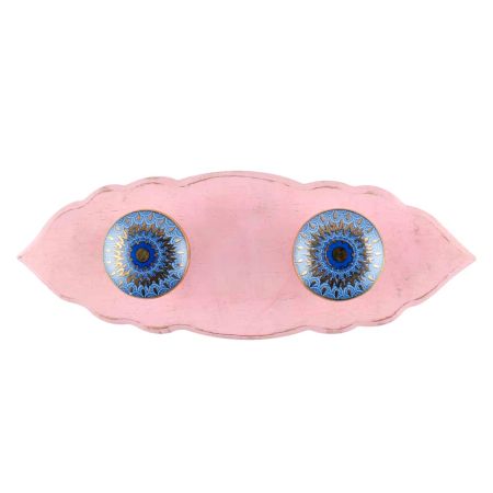Blue Peacock Ceramic Wooden Hook in Pink