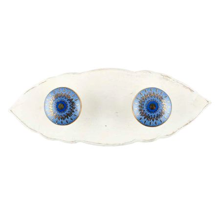 White And Blue Peacock Ceramic Wooden Hook