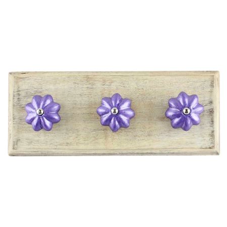 Neon Purple Ceramic Melon Wooden Hook