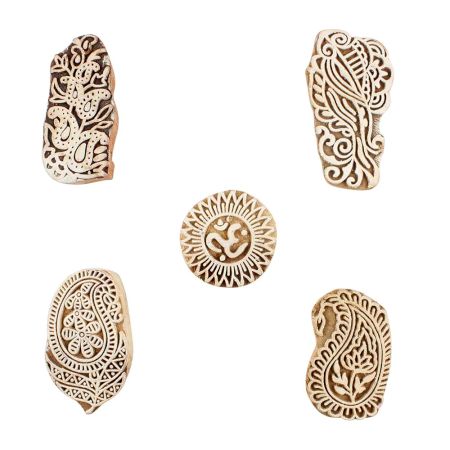 Set of 5 Piece New Mix Wooden Printing Blocks