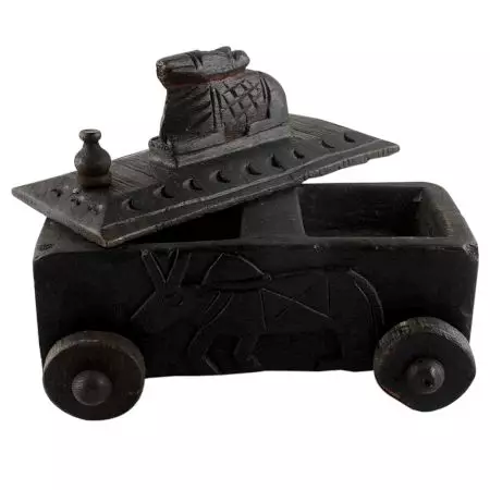 Carved Vintage Handcrafted Old Nandi Wooden Spice Box