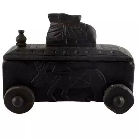 Carved Vintage Handcrafted Old Nandi Wooden Spice Box