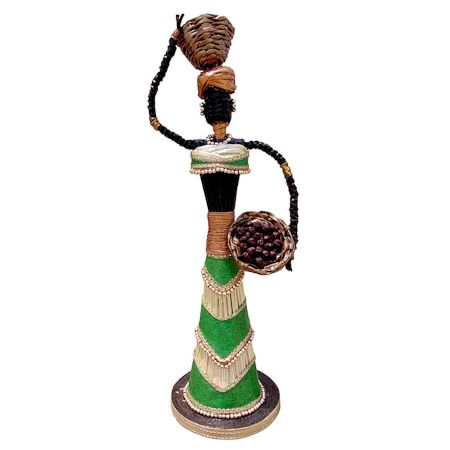 African Doll Showpiece In Green