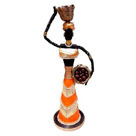 African Doll Showpiece In Orange