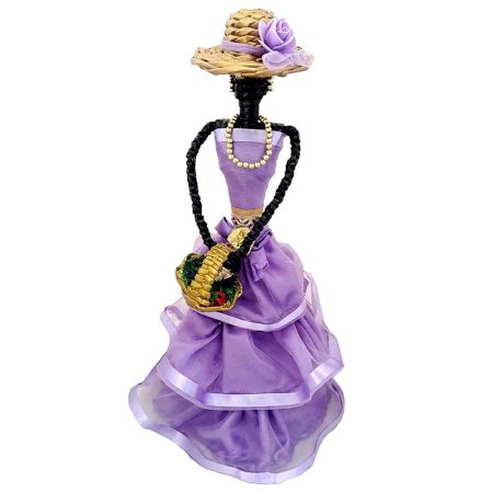 African Doll Showpiece In Purple With Holding Basket