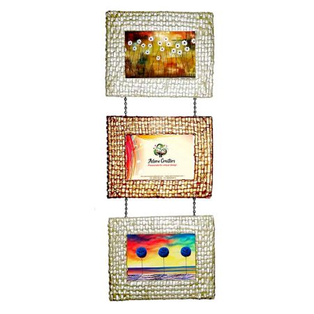 Mini Chain Collage Photo Frame With 2 Olive 1 Copper Finish with Polish