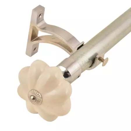Ceramic Big Flower Shaped White Curtain Rod Finial