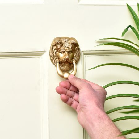 Hand Made Brass Lion Head Door Knocker Ring