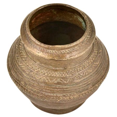 Indian Old Hand Crafted Tribal Style Brass Water Pot