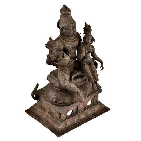 Black Brass Lord Narsimha With Lakshmi