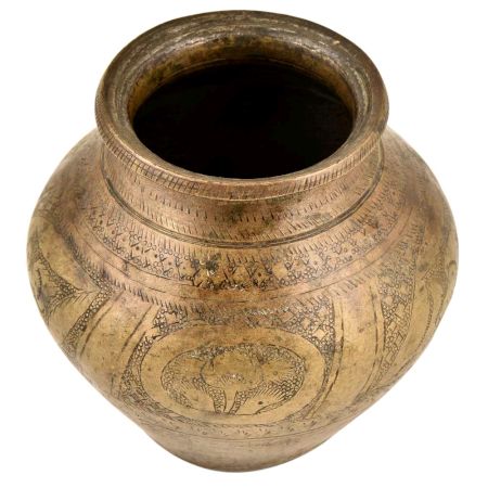 Radha Krishna Engraved Leaves Holy  Water Pot