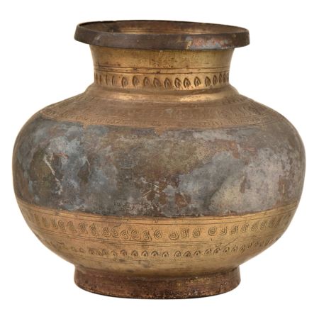 Old Vintage Style Hand Carved Unique Brass Holy Water Pot