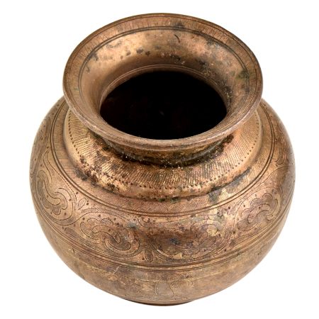 Floral Design Hand Carved Design Brass Water Pot