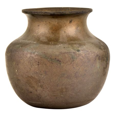 Simple  Hand Made Brass Rustic Tribal Water Storage Pot
