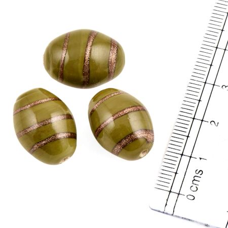 Indian Mixed Pressed Green Glass Beads For Jewlery Making (Pack Of 12)