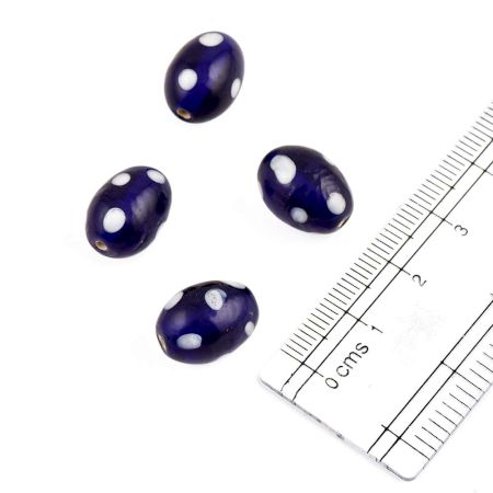 Indigo Polka Dot Glass Beads For Jewelry Making And Home Decoration (Pack Of 12)