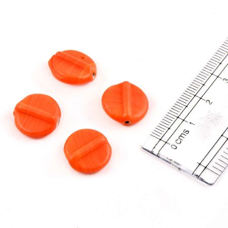 Orange Round Glass Beads For Jewelry Making And Home Decoration (Pack Of 12)