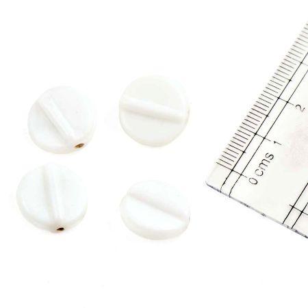 White Round Glass Beads For Jewelry Making And Home Decoration (Pack Of 12)