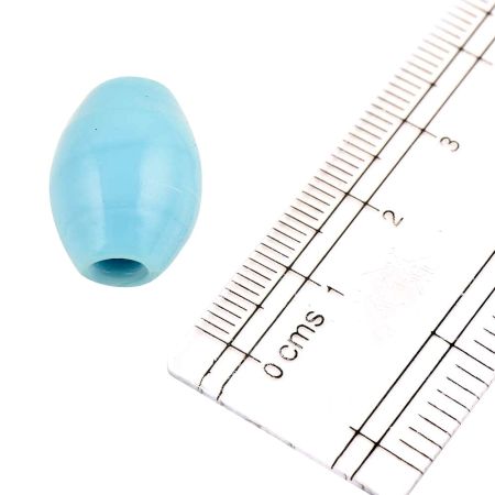 Light Blue Olive Shape Glass Beads For Making Jewelry (Pack Of 12)
