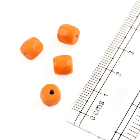 Orange Glass Barrel Shaped Spacer Loose Beads For Making  Jewelry (Pack Of 12)