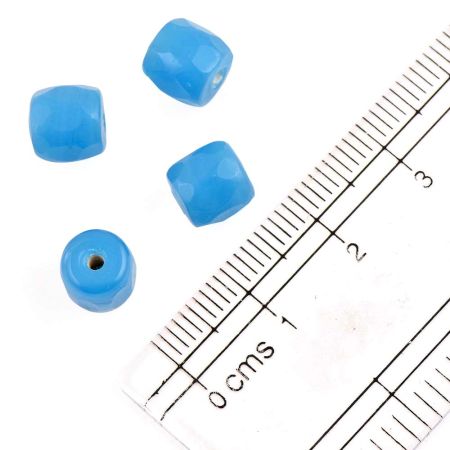 Sky Blue Glass Barrel Shaped Spacer Loose Beads For Making  Jewelry (Pack Of 12)