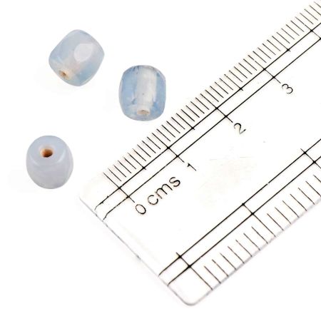 Pale Blue Glass Barrel Shaped Spacer Loose Beads For Making Jewelry (Pack Of 12)
