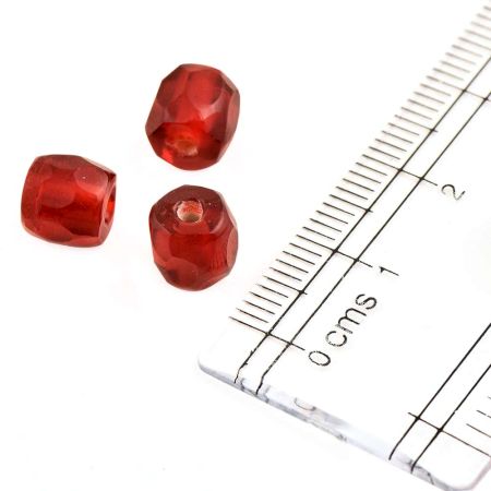 Cherry Red Barrel Shaped Loose Beads For Making Jewelry (Pack Of 12)