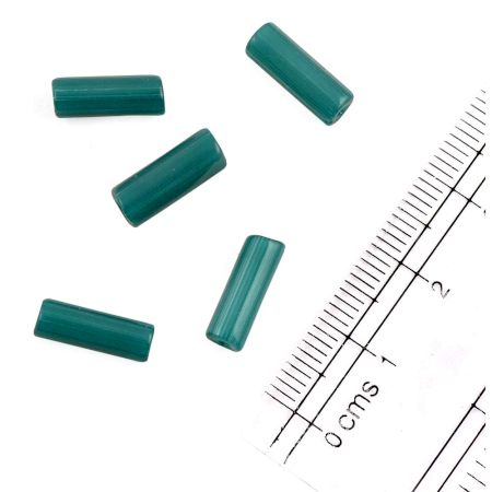 Teal Blue Jewelry Glass Cylinder Beads (Pack Of 12)
