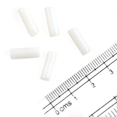 White Jewelry Glass Cylinder Beads (Pack Of 12)