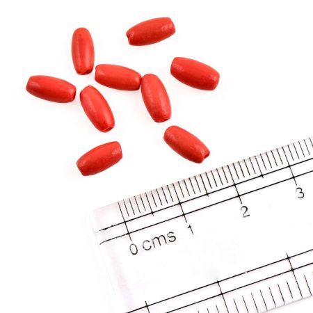 Red Orange Cylindrical Glass Loose Jewelry Beads (Pack Of 12)