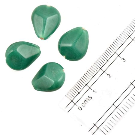 Jade Green Tear Drop Jewelry Making Faceted Crystal Glass Loose Beads (Pack Of 12)