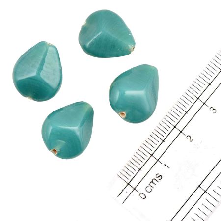 Sea green Tear Drop Jewelry Making Faceted Crystal Glass Loose Beads (Pack Of 12)