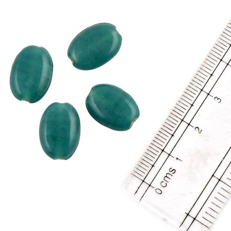 Turquoise Color Jewelry Oval Shape Loose Glass Beads (Pack Of 12)