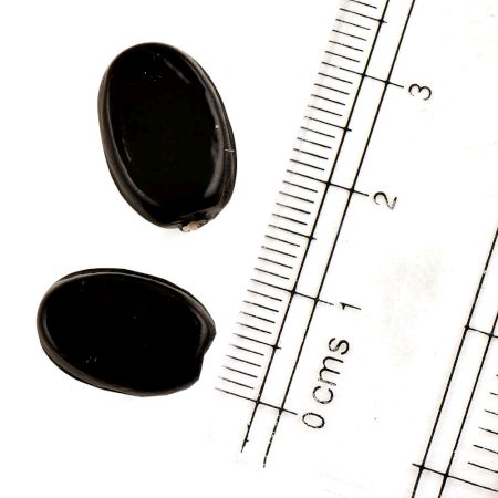 Black Color Jewelry Oval Shape Loose Glass Beads (Pack Of 12)