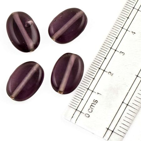 Purple Color Jewelry Oval Shape Loose Glass Beads (Pack Of 12)