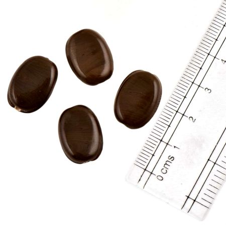 Brown Color Jewelry Oval Shape Loose Glass Beads (Pack Of 12)