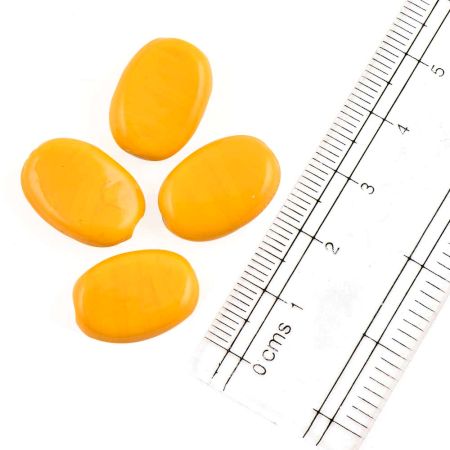Sunset Yelow Color Jewerlry Oval Shape Loose Glass Beads (Pack Of 12)