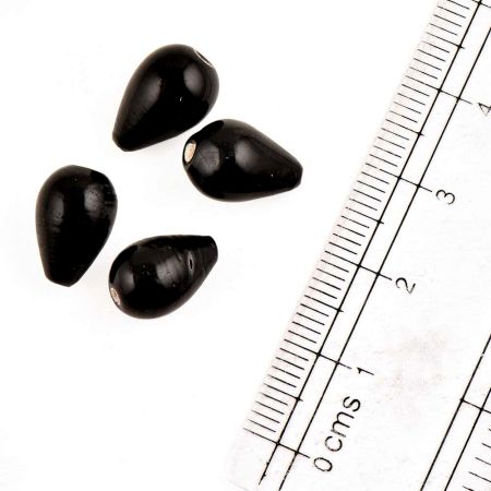 Black Shiny Tear Drop Shape Jewelry Making  Glass Beads