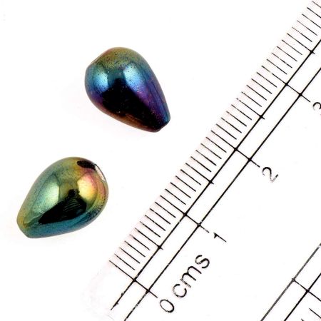 Black Northern Light Shaded Glass Smooth Teardrop Beads