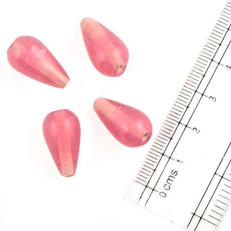 Pink Tear Drop Shaped Glass Beads For Jewelry Making
