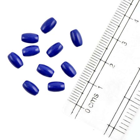 Loose Deep Blue Glass Cylinder Shaped  BeadsFor Jewelry Making (12 In Pack)