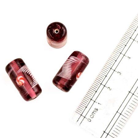 Cherry Red Painted Loose Glass Beads Cylindrical Jewelry Accessories (12 in Pack)