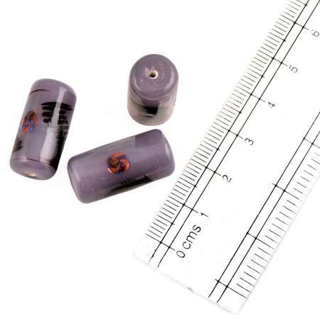 Clear Glass Painted Loose Glass Beads Cylindrical Jewelry Accessories (12 in Pack)