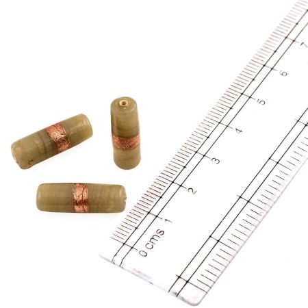 Tan Brown Glass Tube Beads Smooth Loose Beads Jewelry Accessory (12 in Pack)