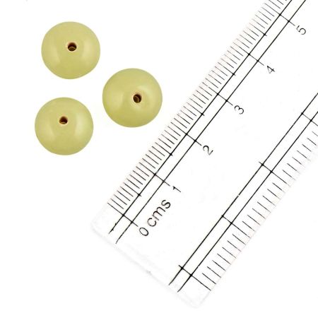Light Green Color Round Glass Beads Loose Beads For Jewelry Making (12 in Pack)
