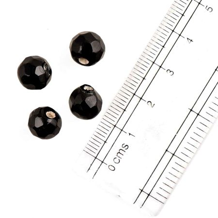 Black Abacus Faceted Glass Beads For Jewelry Making (12 in Pack)